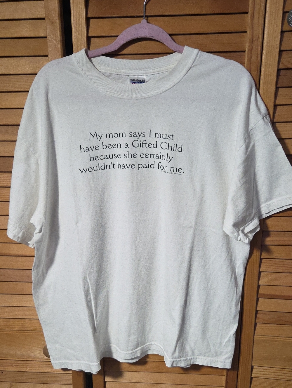 Gildan White Short-Sleeve Graphic Tee with Humorous 'Gifted Child' Quote